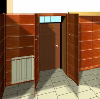 Una porta trasformata in armadio: l'armadio aperto con porta a vista